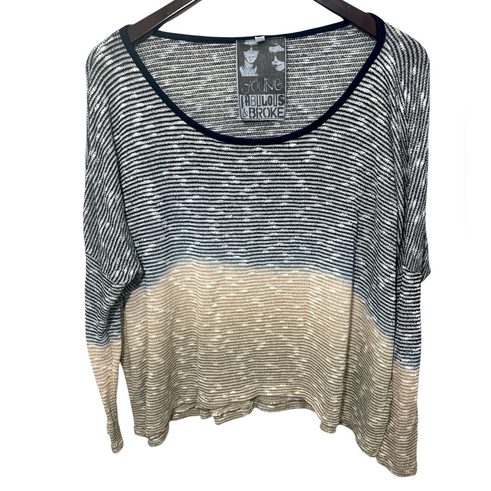 Young Fabulous & Broke Color Block Slub Knit Pullover Sweater Size Med Ombre